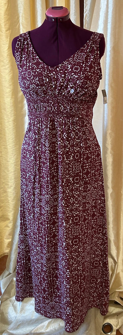 Ladies Maxi Length Sundress, Print, Gathered Bodice, PL, NEW