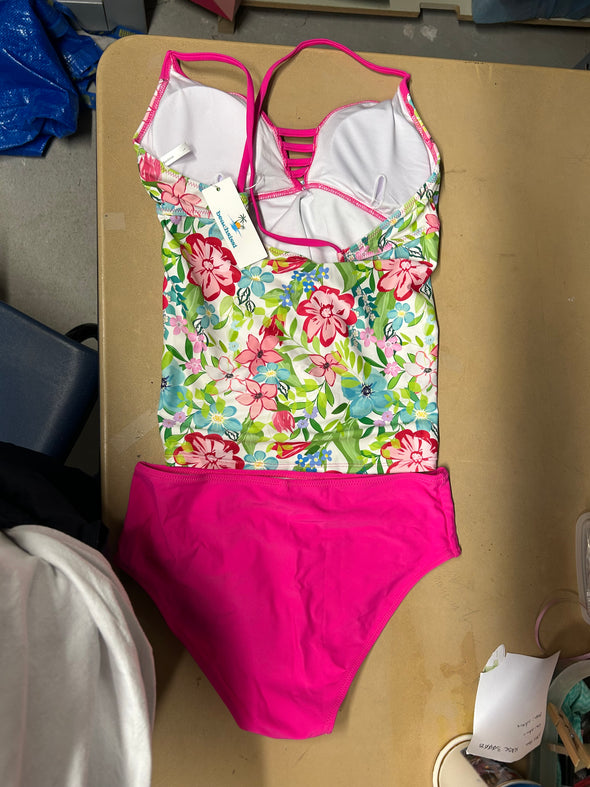 Ladies Tankini Swimsuit, Multi Colour, Large, NEW