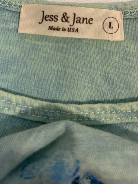 Ladies Long Sleeve Aqua Top, Raglan Sleeve, Size Large