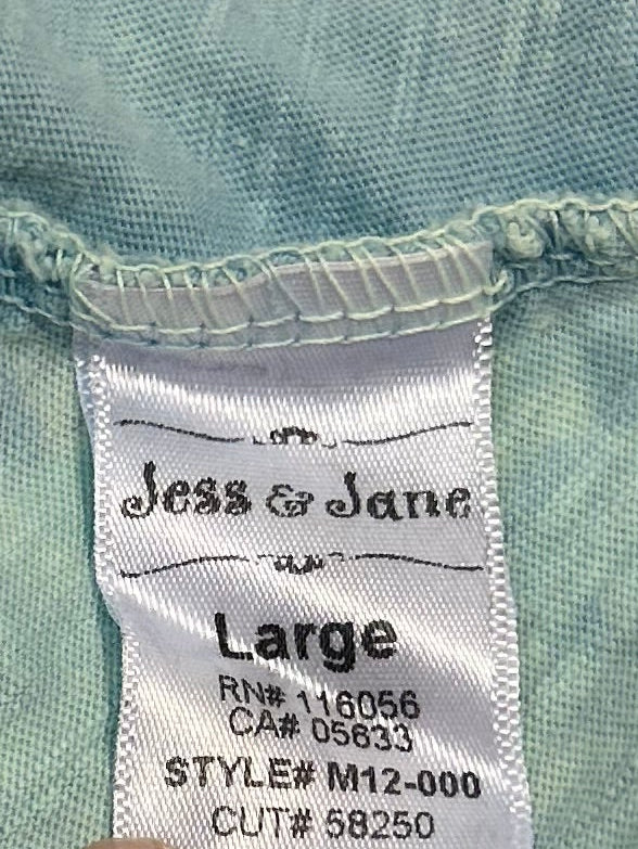 Ladies Long Sleeve Aqua Top, Raglan Sleeve, Size Large