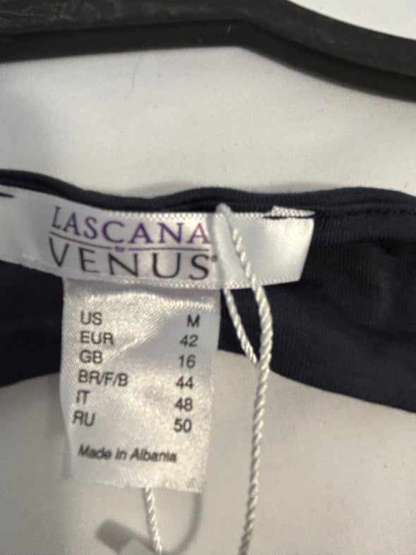 Ladies Sleeveless V-Neck Dress, Navy, Size Medium, Viscose