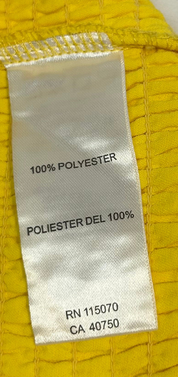 Ladies Short Sleeve V-Neck Button Front Wave Shirt, Yellow, Large