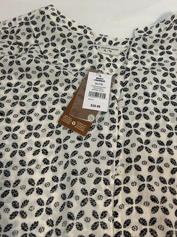 Short Sleeve Button/Tie Front, Ladies Blouse, Print, Extra Large