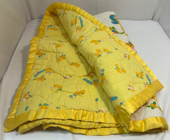 Handmade Crib Quilt, Multi/Yellow, 36" x 58",