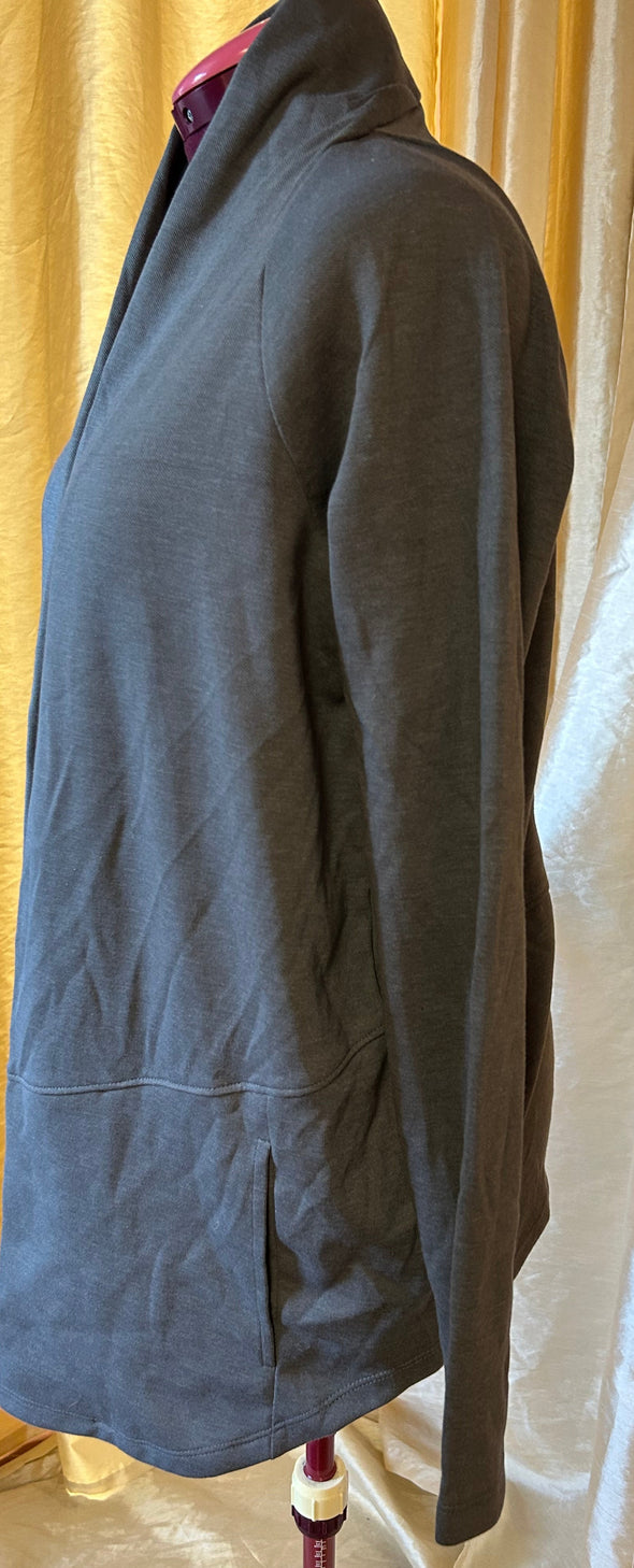 Ladies Cocoon Style Open Front Cardigan, Grey, NEW