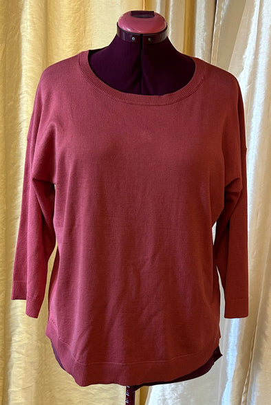 3/4 Drop Sleeve Pullover, Coral, XL, Rayon/Polyester, NEW