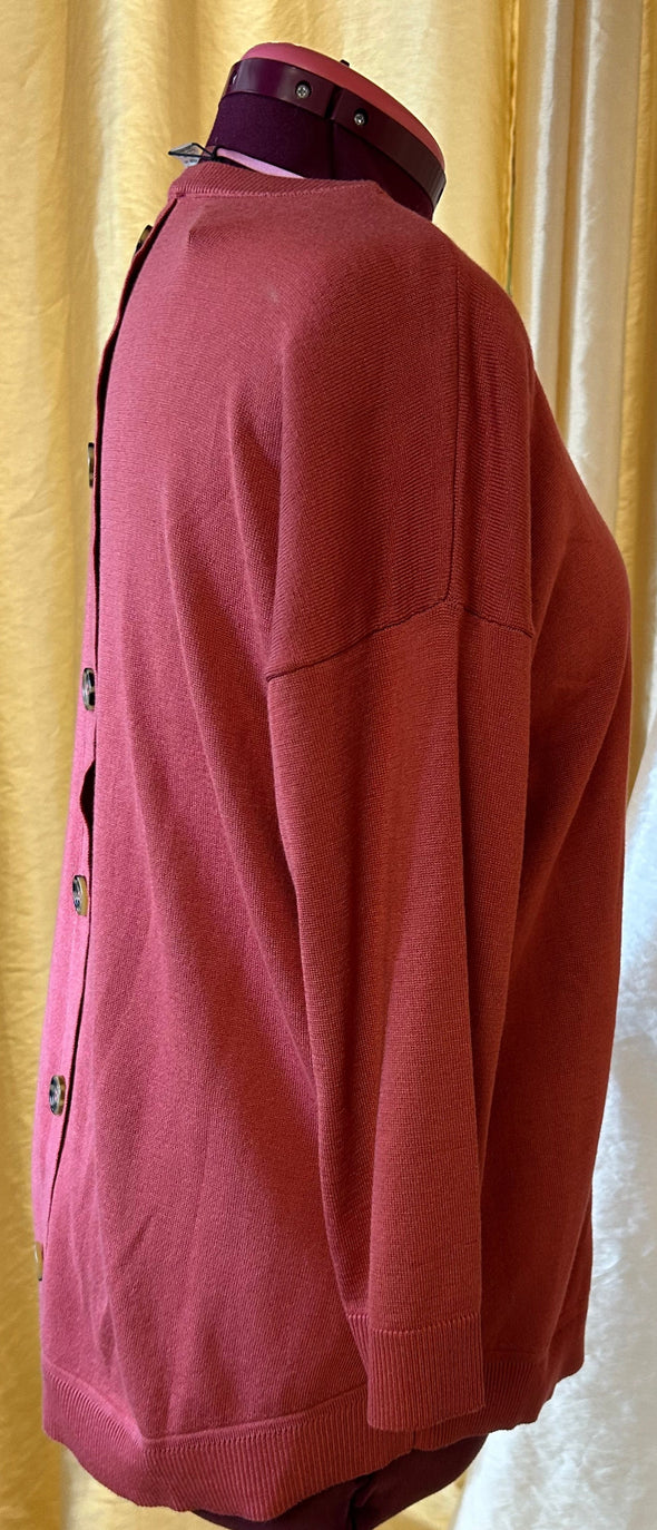 3/4 Drop Sleeve Pullover, Coral, XL, Rayon/Polyester, NEW