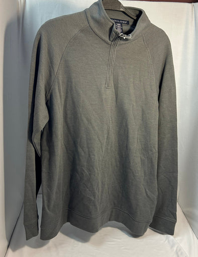 Men's Grey 1/4 Zip Mock Neck Pullover, Size Large, NEW With Tags