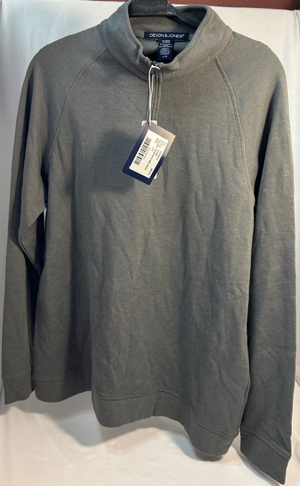 Men's Grey 1/4 Zip Mock Neck Pullover, Size Large, NEW With Tags