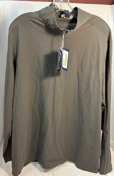 Men's Long Sleeve 1/4 Zip Mock Neck Top, Grey, Large