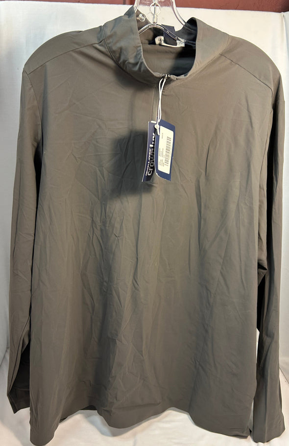 Men's Long Sleeve 1/4 Zip Mock Neck Top, Grey, Large