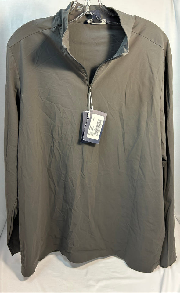 Men's Long Sleeve 1/4 Zip Mock Neck Top, Grey, Large