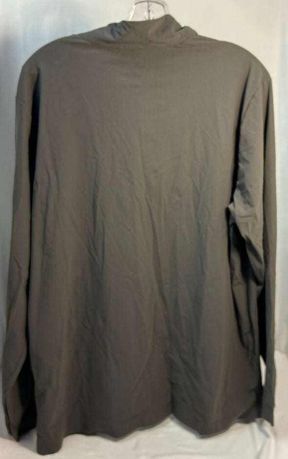 Men's Long Sleeve 1/4 Zip Mock Neck Top, Grey, Large