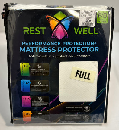 Full Size Mattress Protector, White, NEW