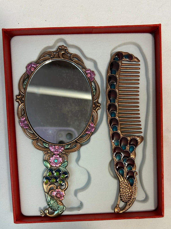 Vintage Comb & Mirror Set, 5" x 2.6", NEW