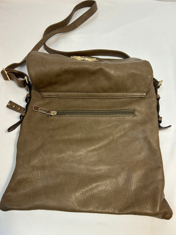 Design Cross Body Purse, Taupe 12" x 10", 44" Strap