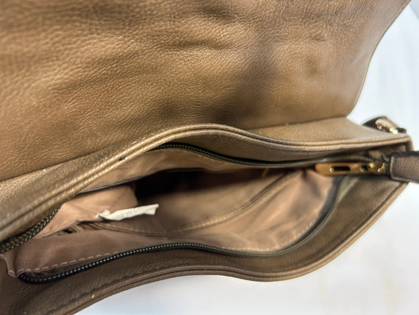 Design Cross Body Purse, Taupe 12" x 10", 44" Strap