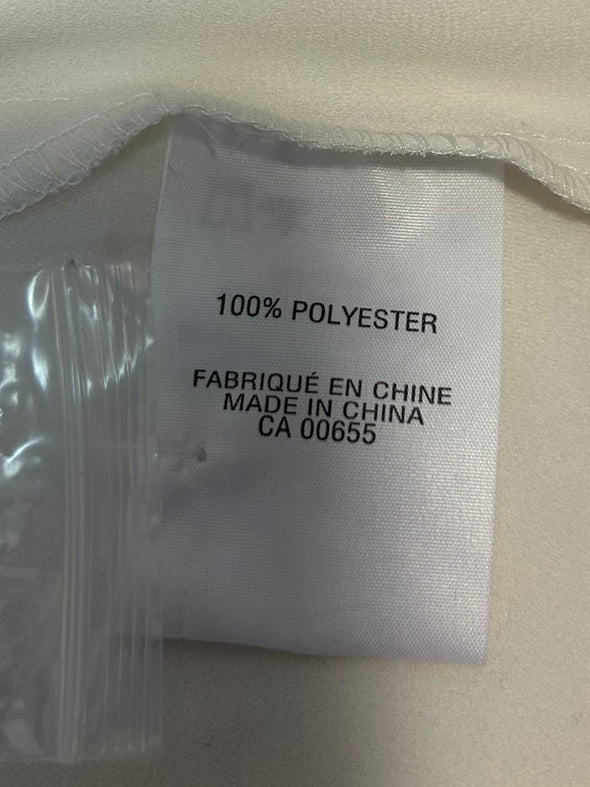 Sleeveless Blouse, Collar, Button Front, White, Large, Polyester