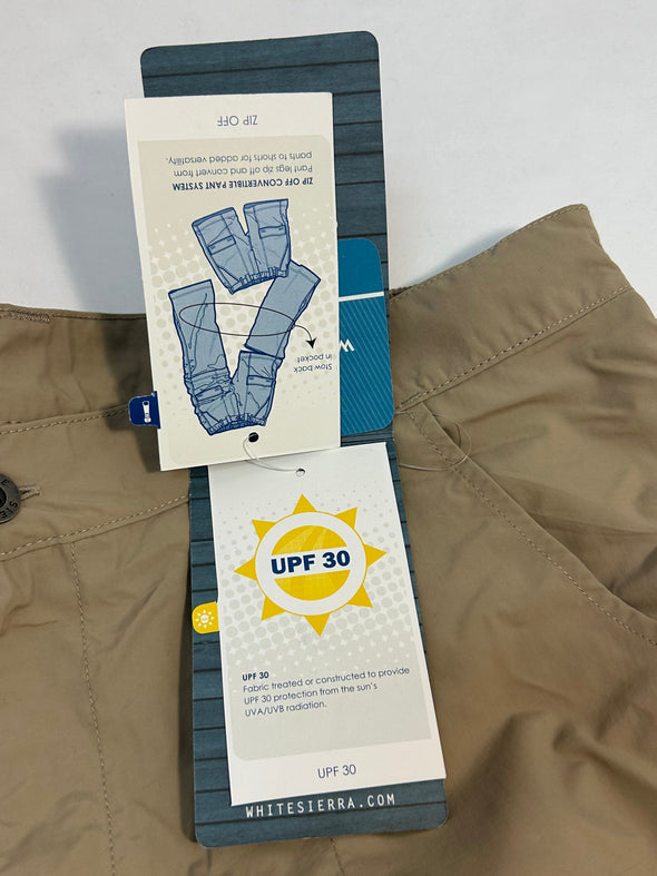 Ladies Convertible Pants, 31" Inside Seam, Khaki, XL