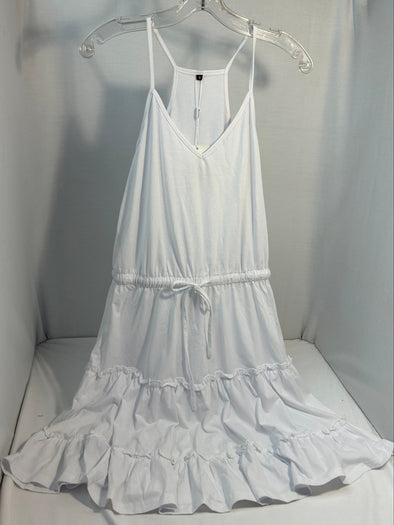 Ladies Spaghetti Strap Sundress, White, Medium