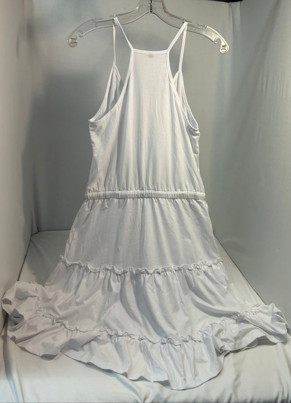 Ladies Spaghetti Strap Sundress, White, Medium