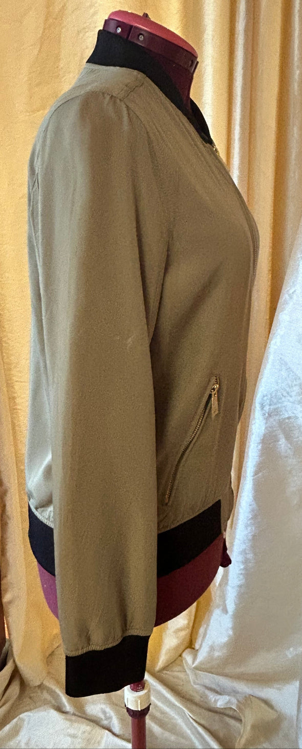 Bomber Jacket, Khaki Green, Size Medium