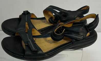 Ladies Strappy Sandals Black, Size 8.5W,