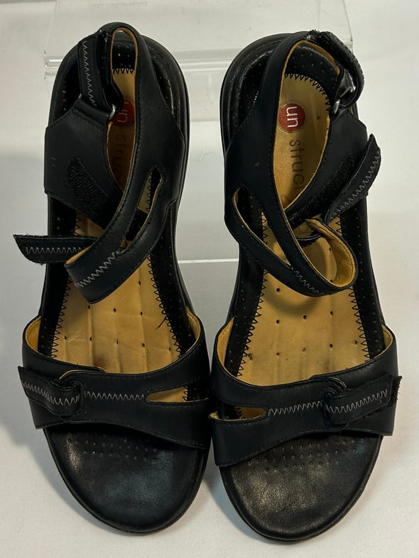 Ladies Strappy Sandals Black, Size 8.5W,