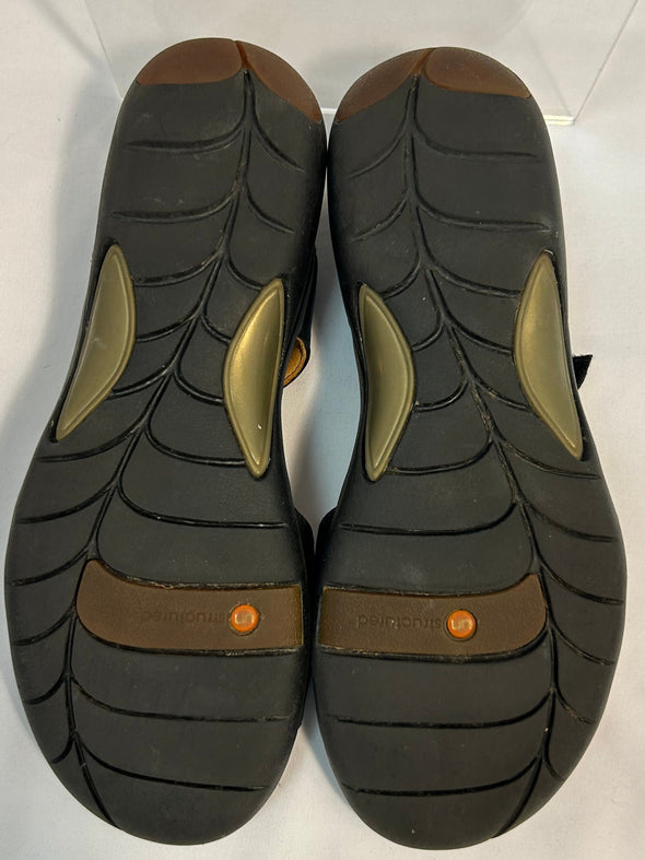 Ladies Strappy Sandals Black, Size 8.5W,