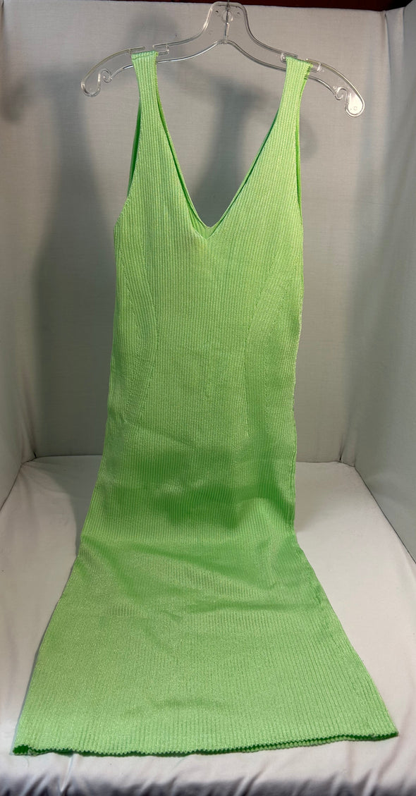Ladies Stretch Knit Dress, Lime Green, Size XL