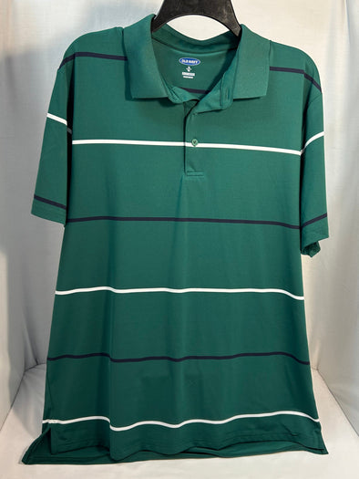 Men’s Green Stripe Golf Shirt, XL