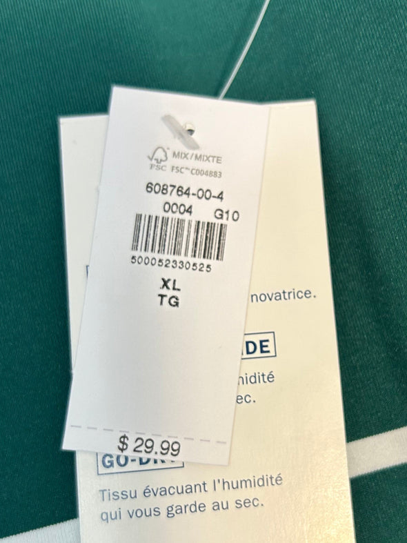 Men’s Green Stripe Golf Shirt, XL