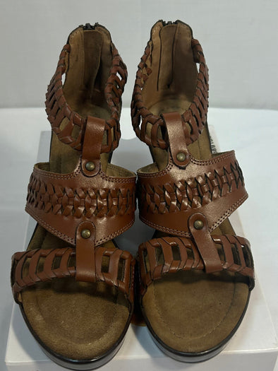 Ladies 2.5" Heel Clogs, Brown, Size 8, Leather Upper