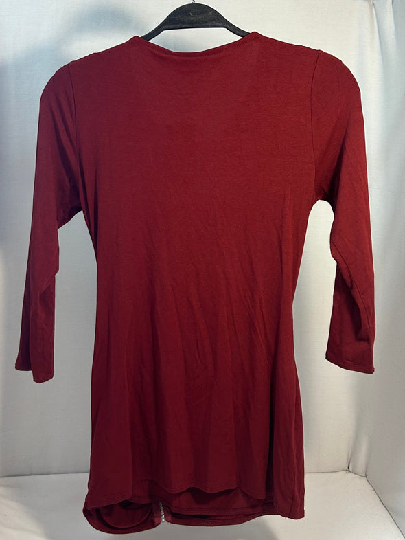Ladies Long Sleeve Dress, Burgundy, Medium, NEW