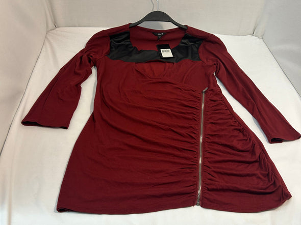 Ladies Long Sleeve Dress, Burgundy, Medium, NEW