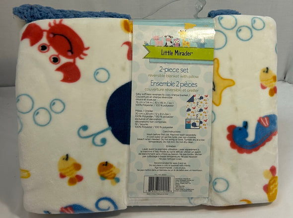 2-Piece Crib Set, Blue/White, 30" x 45", NEW