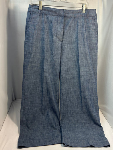 Ladies Wide Leg High Rise Pants, Blue Size 10, NEW