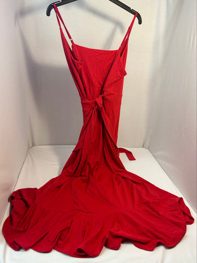 Ladies Slip Dress, Pink, Ruffle Hem, Medium Petite