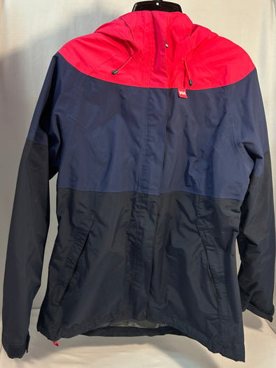 Windbreaker Hoodie Jacket, Navy/Pink, Size Large, Synthetic