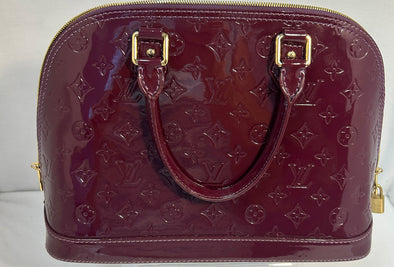 Burgundy Patent Handbag, Secure Top Zipper, 14"