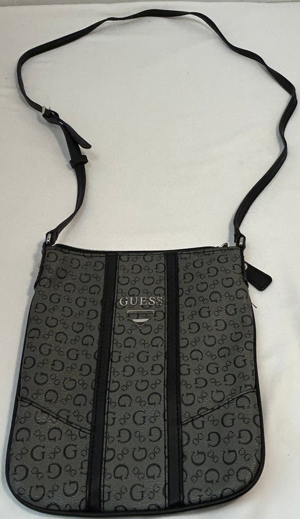 Cross Body Purse, Grey/Black, 7" x 9" 48" Drop