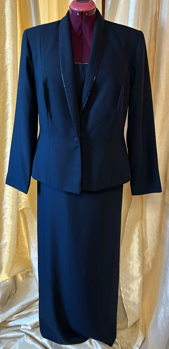 2-Piece Designer Brand Maxi Dress Jacket Ensemble, Size 16