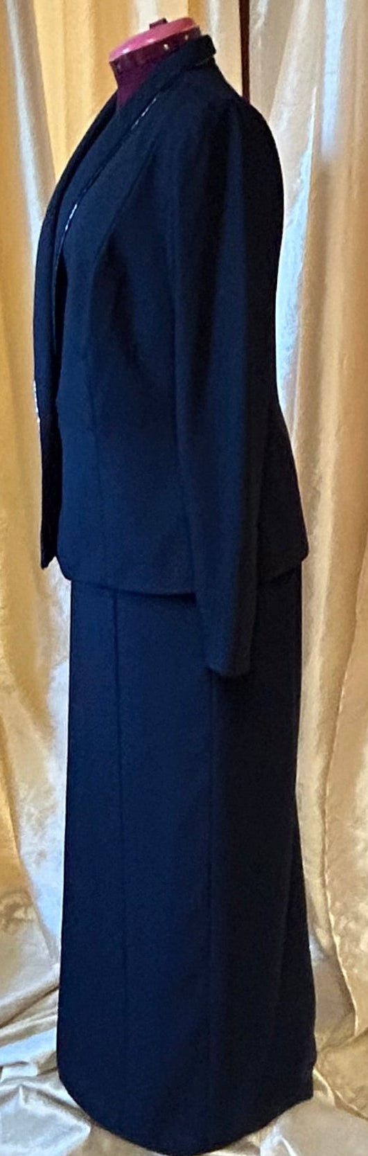2-Piece Designer Brand Maxi Dress Jacket Ensemble, Size 16