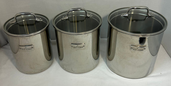 Stainless Steel Cannister Set, 3 Bins + Lids,