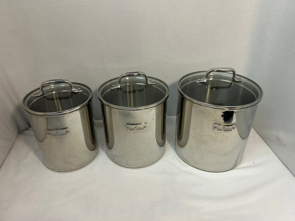 Stainless Steel Cannister Set, 3 Bins + Lids,
