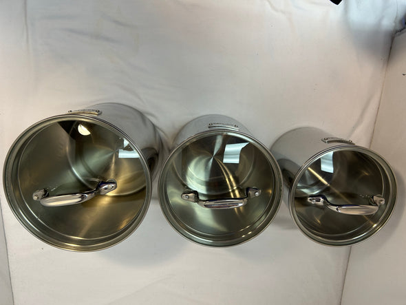 Stainless Steel Cannister Set, 3 Bins + Lids,