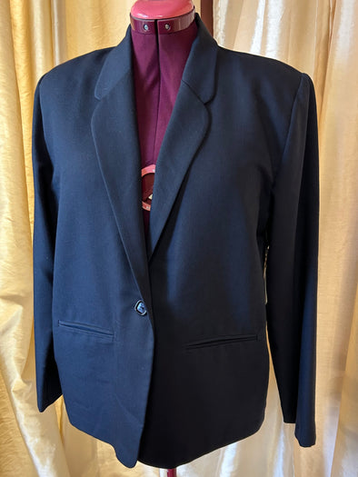 Ladies 1-Button Blazer, Black, 16P, NEW