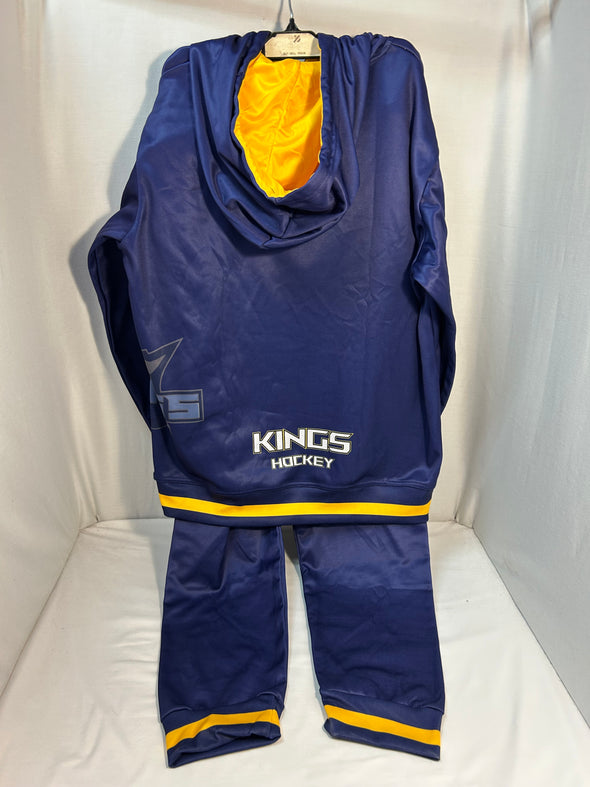 2-Piece Hoodie/Pants Set, Royal/Yellow With Logo, Men's Large