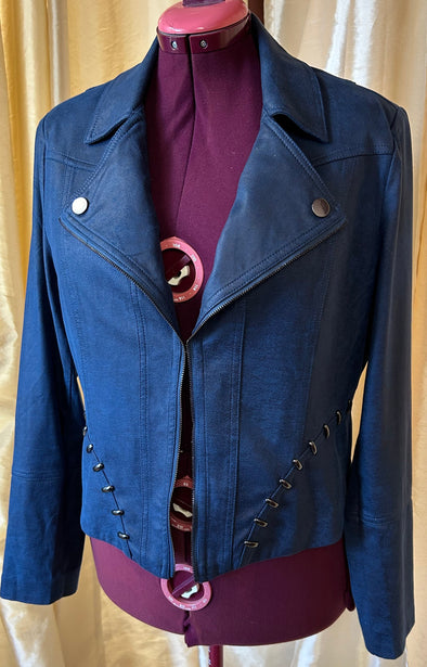 Crop Jacket, Canadian Design Brand, Split Collar, Faux Zipper, LG