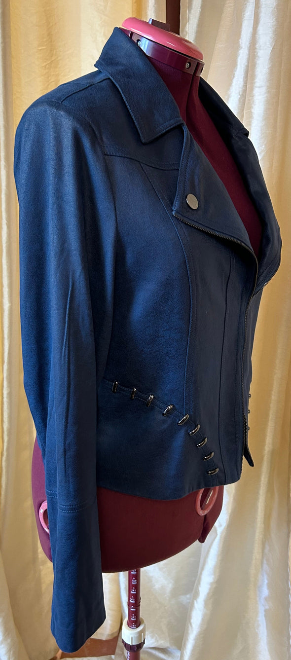 Crop Jacket, Canadian Design Brand, Split Collar, Faux Zipper, LG